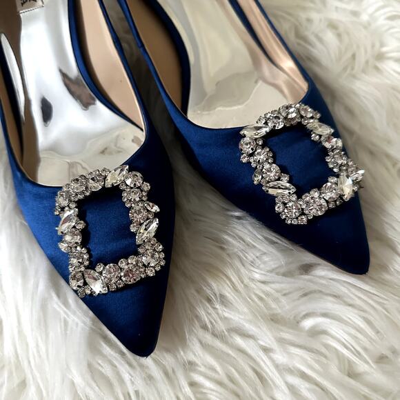 Badgley Mischka Satin Cher Pumps Sz 10 - Picture 2 of 6